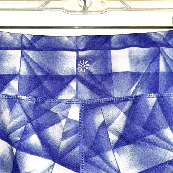 Athleta Chaturanga Purple & White Geometric Print Mid-rise Capri Leggings Small - Picture 6 of 12